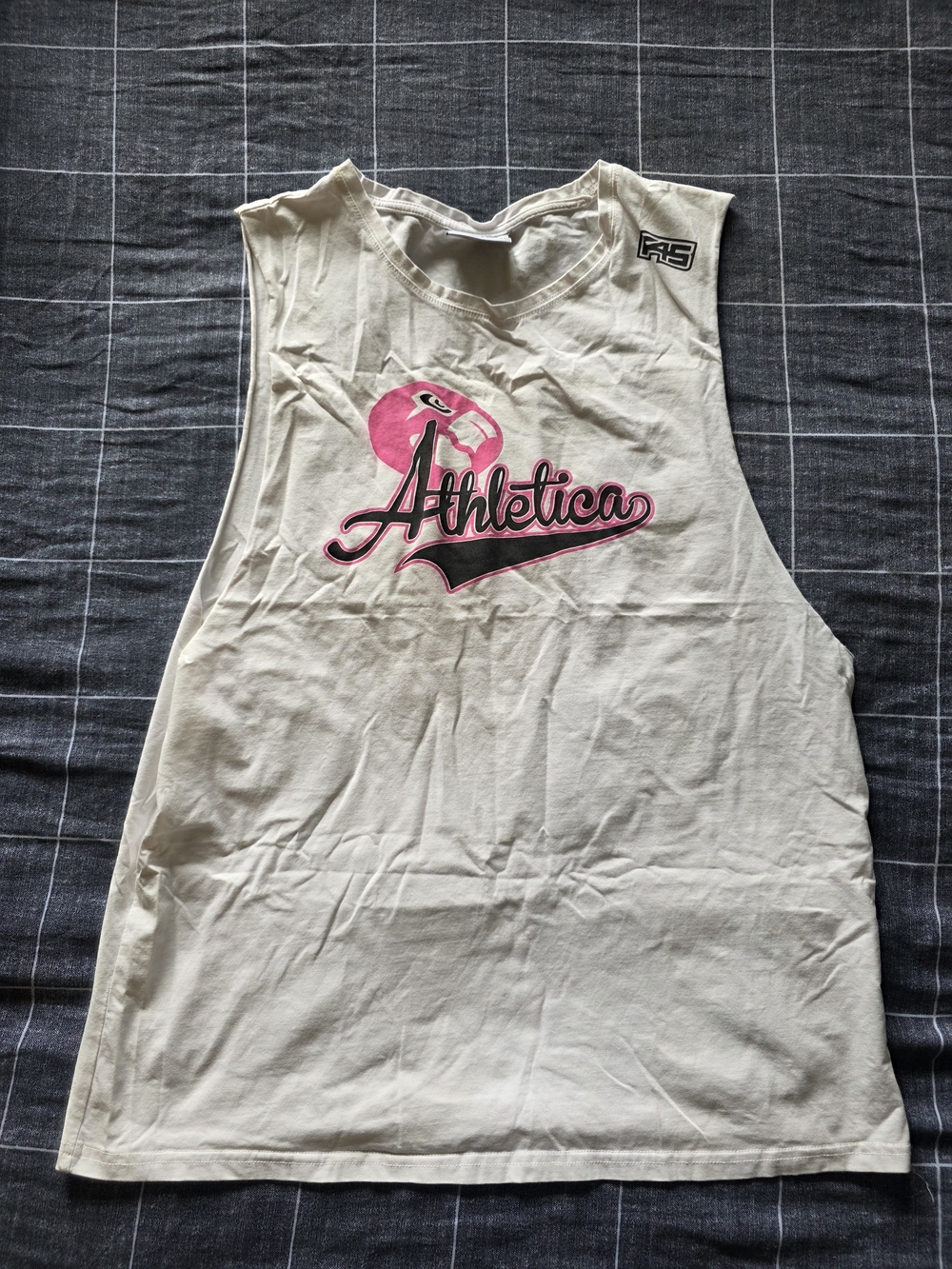 XL MENS F45 Athletica Graphic Muscle Tank - White with Pink Accent